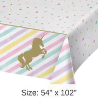 6/Case Bulk Sparkle Unicorn Plastic Table Covers