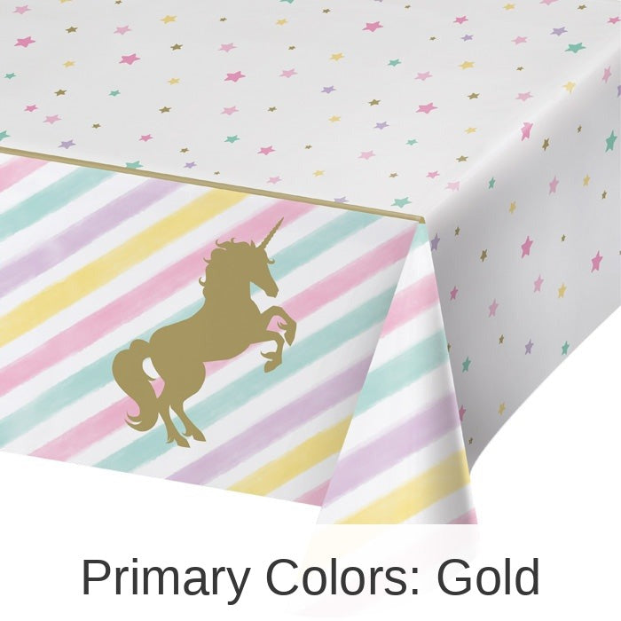6/Case Bulk Sparkle Unicorn Plastic Table Covers