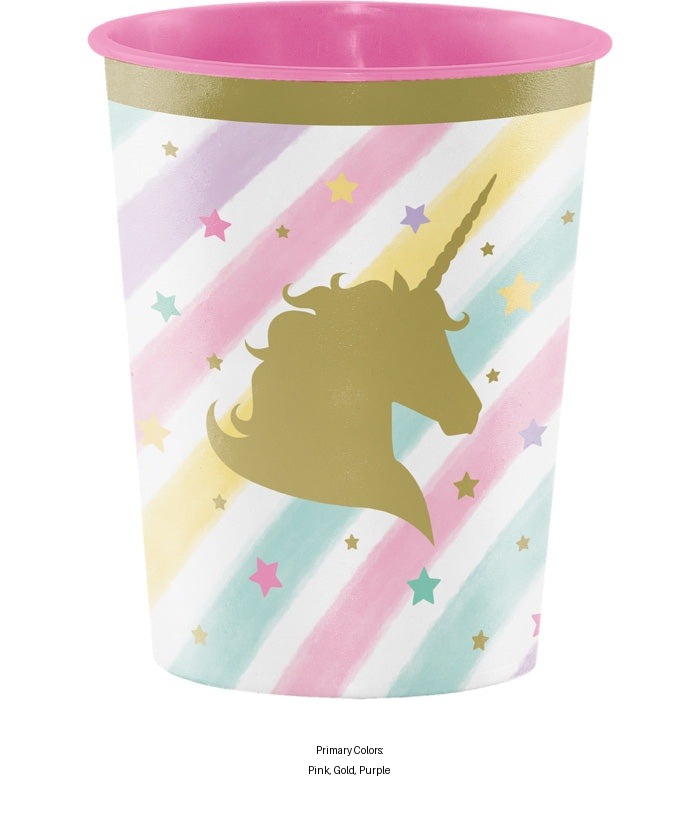 12/Case Bulk Sparkle Unicorn 16 oz Plastic Keepsake Cups