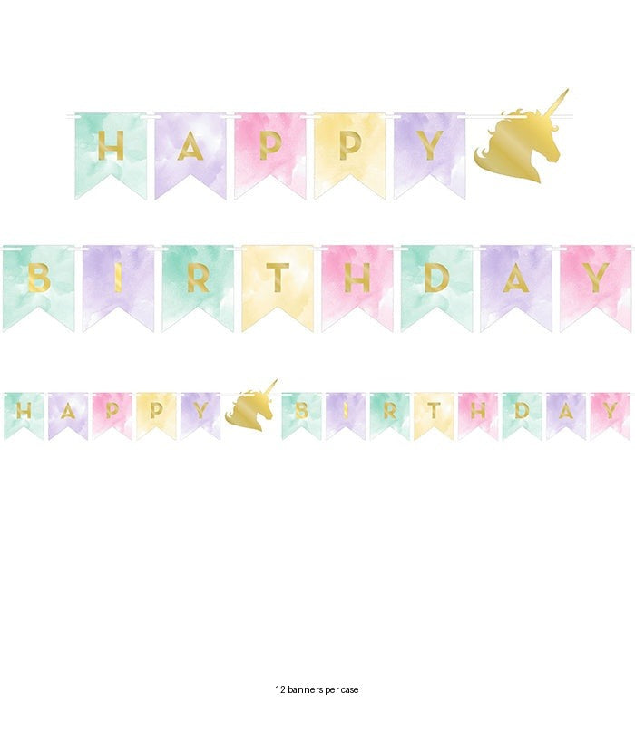 12/Case Bulk Sparkle Unicorn Party Banners