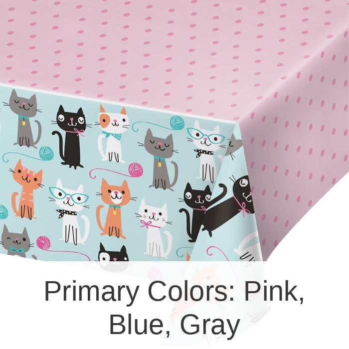 6/Case Bulk Purr-fect Cat Party Plastic Table Covers
