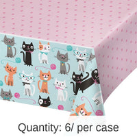 6/Case Bulk Purr-fect Cat Party Plastic Table Covers