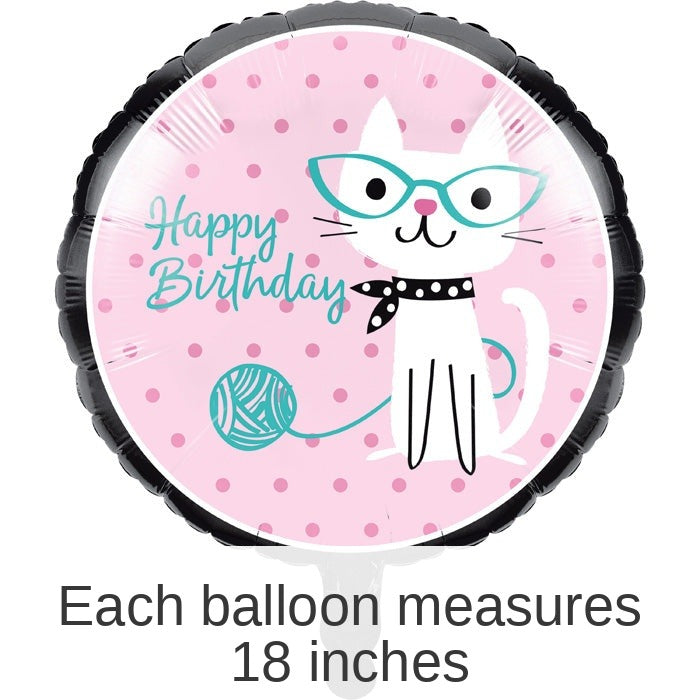 10/Case Bulk Purr-fect Cat Party Mylar Balloons