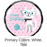 10/Case Bulk Purr-fect Cat Party Mylar Balloons