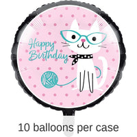 10/Case Bulk Purr-fect Cat Party Mylar Balloons