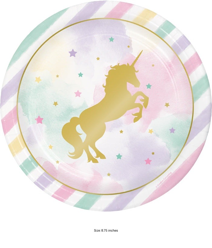 96/Case Bulk Sparkle Unicorn Dinner Plates