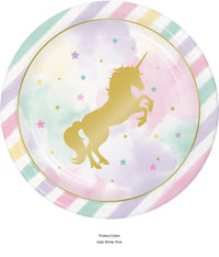 96/Case Bulk Sparkle Unicorn Dinner Plates