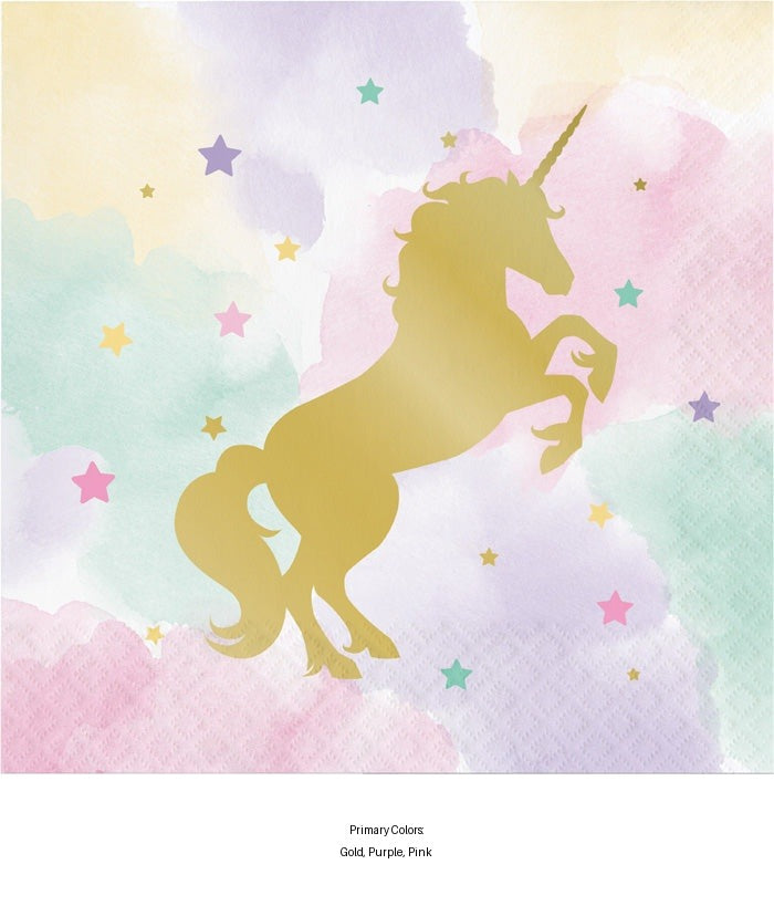 192/Case Bulk Sparkle Unicorn Luncheon Napkins