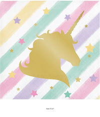 192/Case Bulk Sparkle Unicorn Beverage Napkins