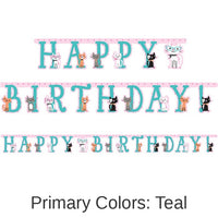 12/Case Bulk Purr-fect Cat Party Happy Birthday Banners