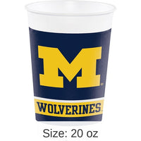 96/Case Bulk Michigan Wolverines 20 oz Plastic Cups