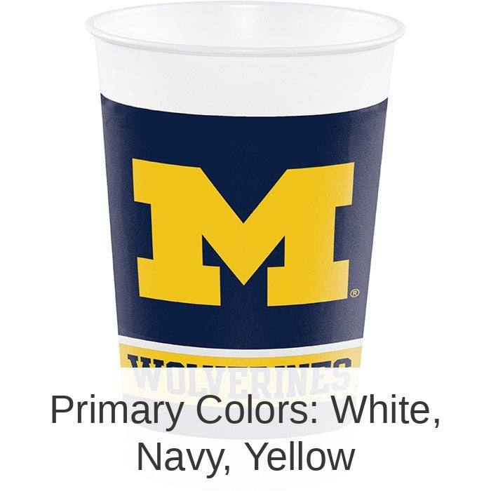 96/Case Bulk Michigan Wolverines 20 oz Plastic Cups