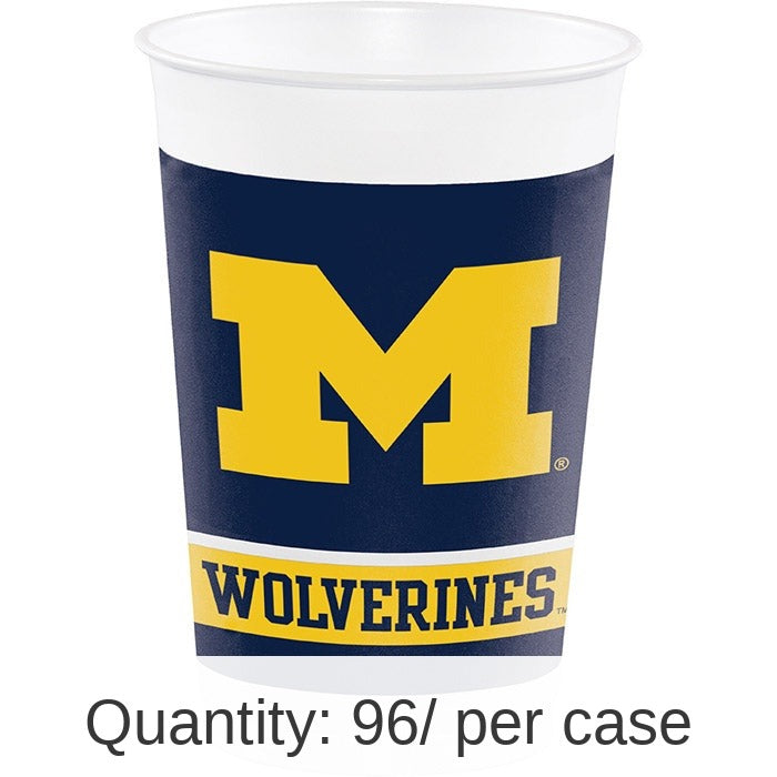 96/Case Bulk Michigan Wolverines 20 oz Plastic Cups