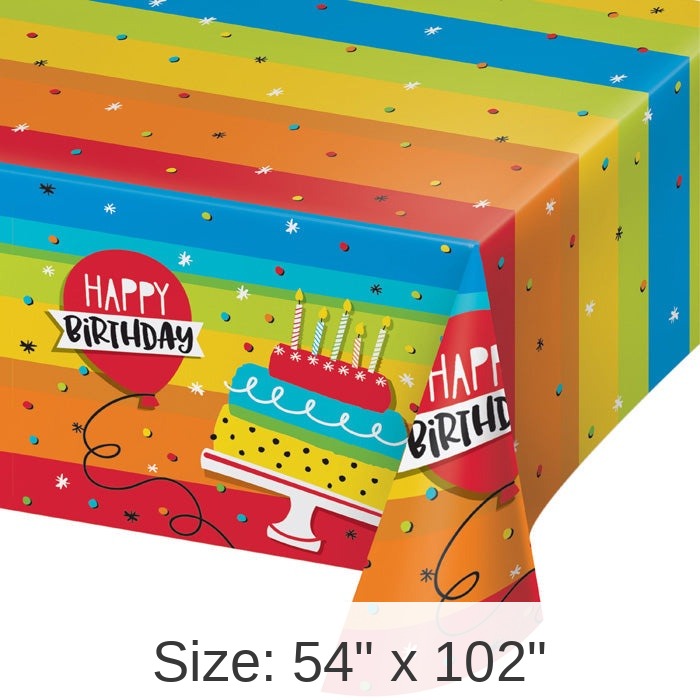 6/Case Bulk Rainbow Cake Plastic Table Covers