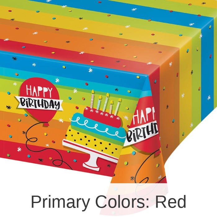 6/Case Bulk Rainbow Cake Plastic Table Covers