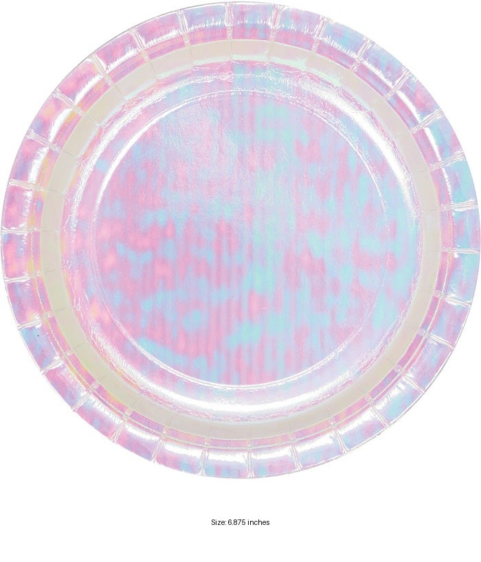 96/Case Bulk Iridescent Party Dessert Plates