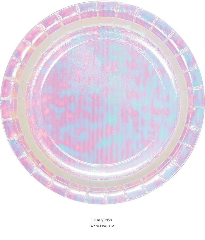 96/Case Bulk Iridescent Party Dessert Plates