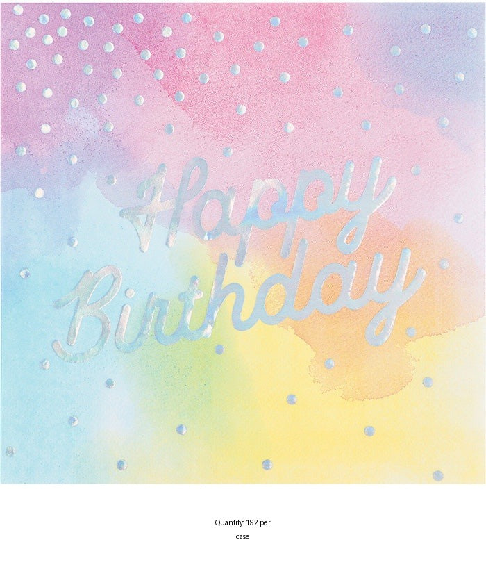 192/Case Bulk Iridescent Party Happy Birthday Luncheon Napkins