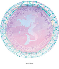 96/Case Bulk Iridescent Mermaid Party Dessert Plates