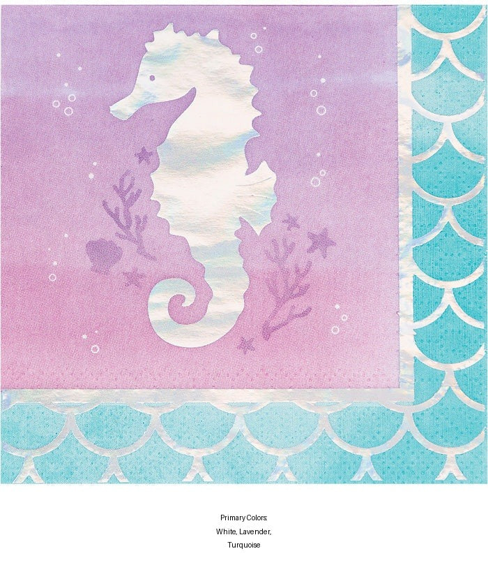 192/Case Bulk Iridescent Mermaid Party Beverage Napkins