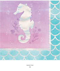 192/Case Bulk Iridescent Mermaid Party Beverage Napkins