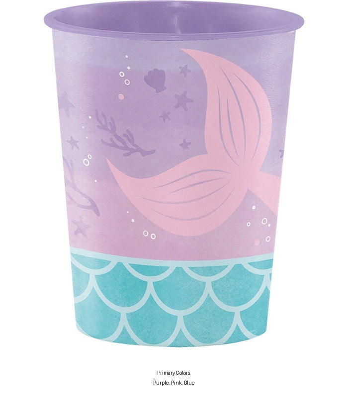 12/Case Bulk Iridescent Mermaid Party 16 oz Favor Cups