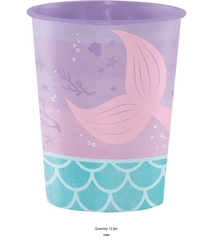 12/Case Bulk Iridescent Mermaid Party 16 oz Favor Cups