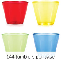 144/Case Bulk 9 oz Assorted Colors Plastic Tumblers