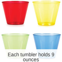 144/Case Bulk 9 oz Assorted Colors Plastic Tumblers