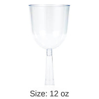 48/Case Bulk Clear 12 oz Plastic Wine Glasses