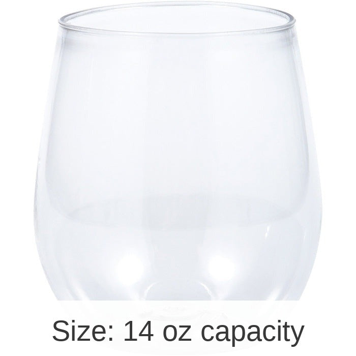 24/Case Bulk Clear 14 oz Plastic Stemless Wine Glasses