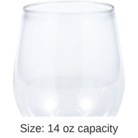 24/Case Bulk Clear 14 oz Plastic Stemless Wine Glasses