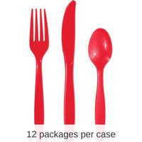 288/Case Bulk Classic Red Assorted Cutlery
