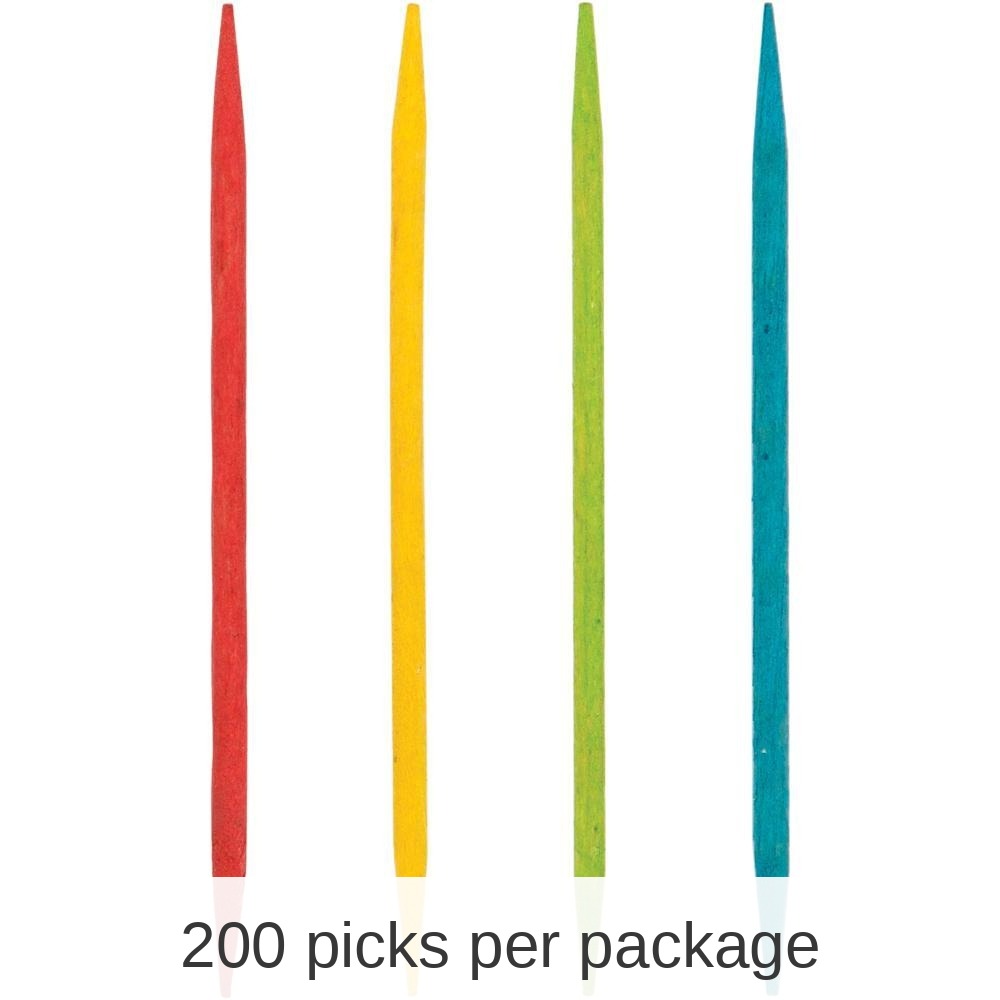 2400/Case Bulk Assorted Color Wooden Toothpicks