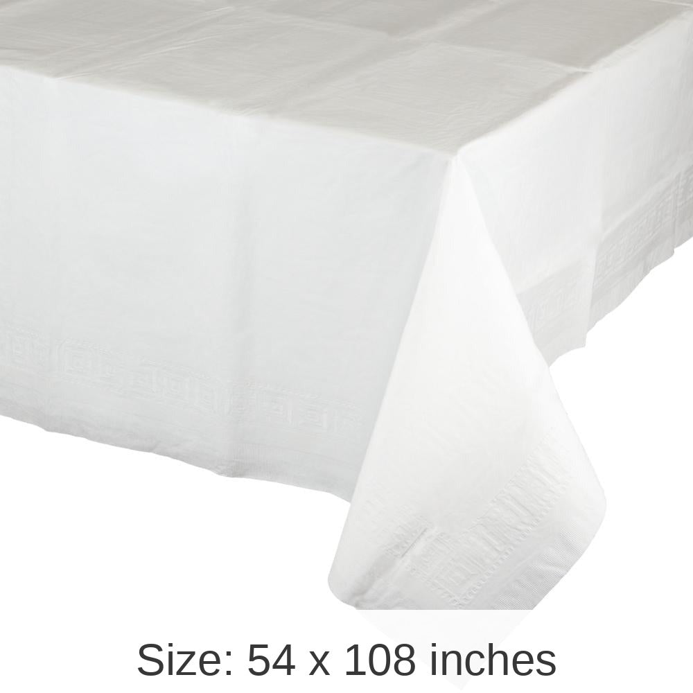 6/Case Bulk White Tablecover, 54X108" Paper/Poly