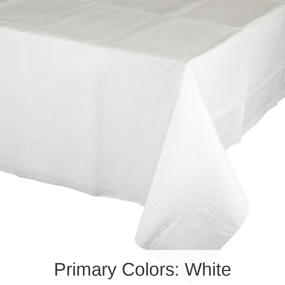 6/Case Bulk White Tablecover, 54X108" Paper/Poly
