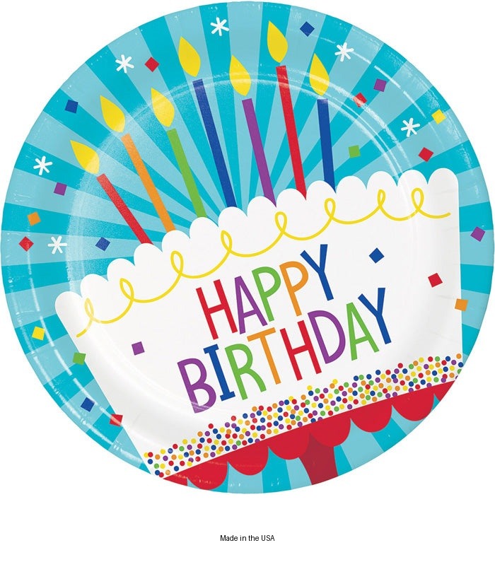 96/Case Bulk Cake Birthday Paper Dinner Plates