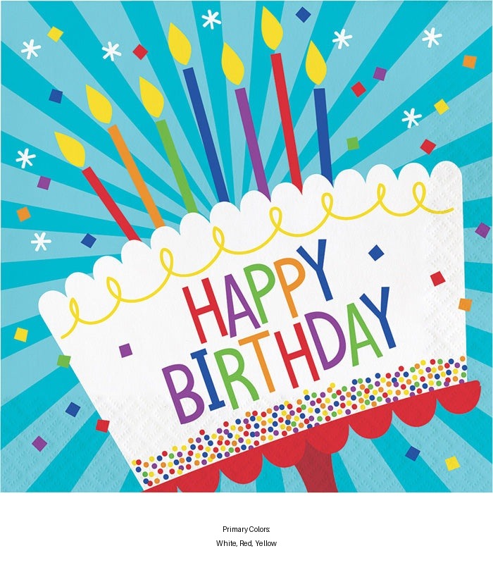 192/Case Bulk Cake Birthday Paper Luncheon Napkins