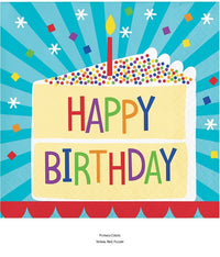 192/Case Bulk Cake Birthday Paper Beverage Napkins
