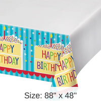 12/Case Bulk Cake Birthday Plastic Tablecloths