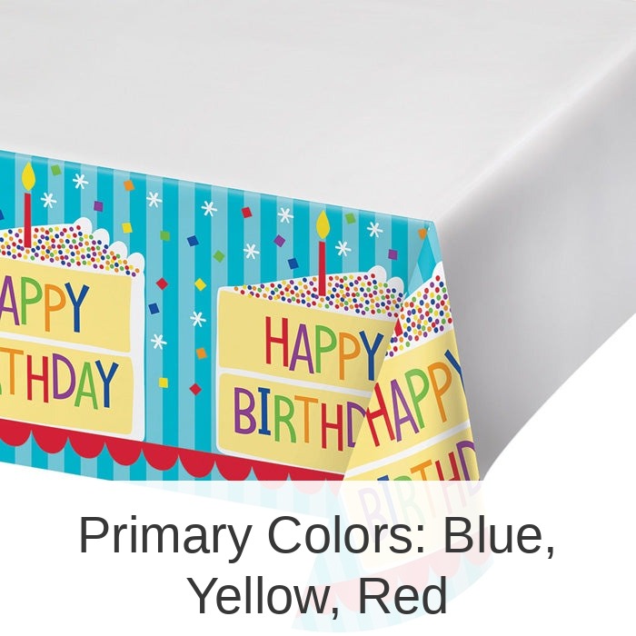 12/Case Bulk Cake Birthday Plastic Tablecloths