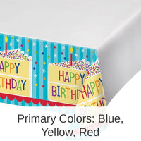 12/Case Bulk Cake Birthday Plastic Tablecloths