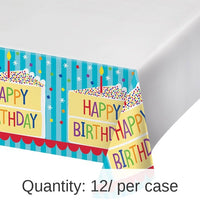 12/Case Bulk Cake Birthday Plastic Tablecloths