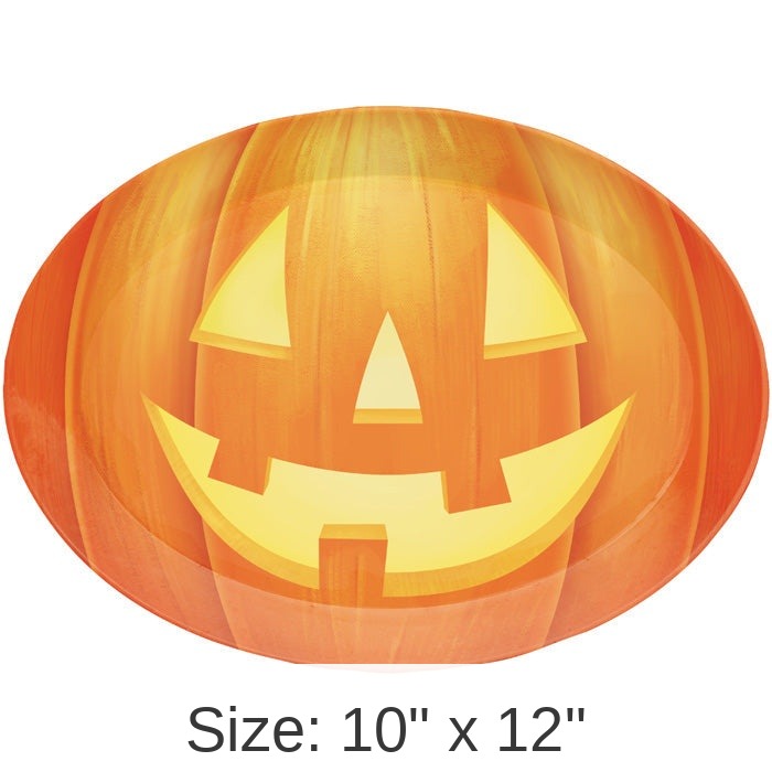 12/Case Bulk Pumpkin Halloween Oval Plastic Trays
