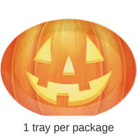 12/Case Bulk Pumpkin Halloween Oval Plastic Trays