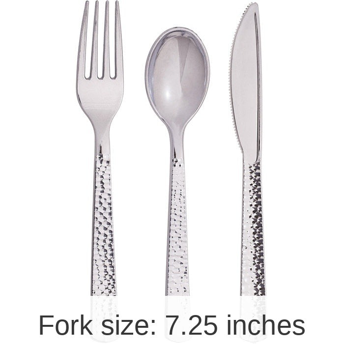 288/Case Bulk Silver Metallic Hammered Assorted Cutlery