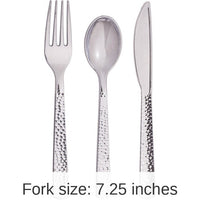 288/Case Bulk Silver Metallic Hammered Assorted Cutlery