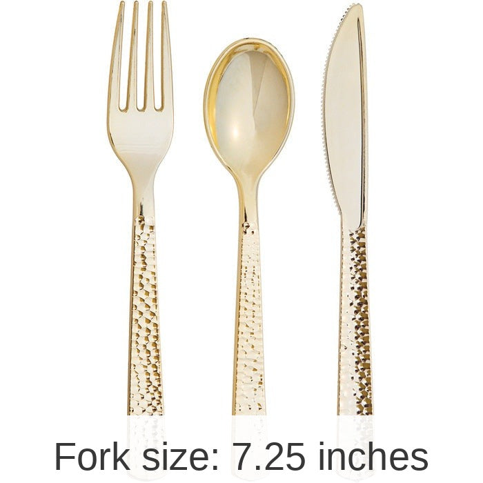 288/Case Bulk Gold Metallic Hammered Assorted Cutlery