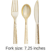 288/Case Bulk Gold Metallic Hammered Assorted Cutlery
