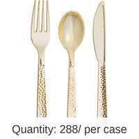 288/Case Bulk Gold Metallic Hammered Assorted Cutlery